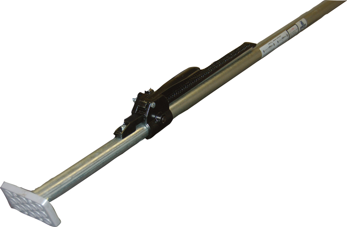 Metal tarp crank handle assembly with a ratcheting mechanism, shown isolated on a white background.