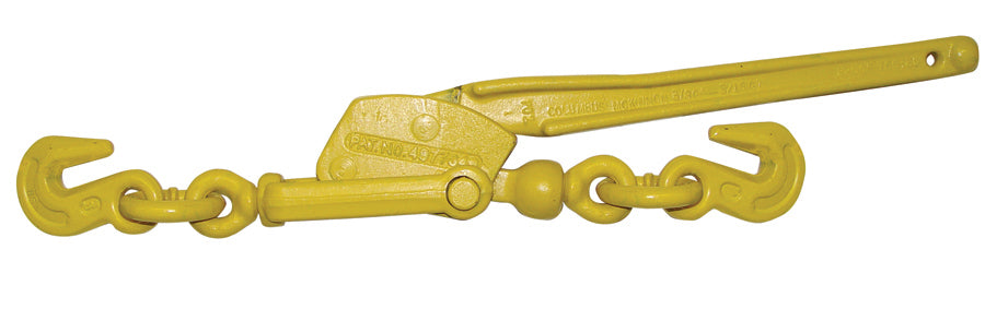 Yellow chain wrench  lever binder on a white background