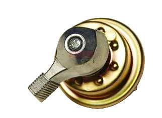 Heavy‑duty rotary electrical switch with a metal lever handle mounted on a round gold‑colored base, shown in close‑up on a white background.