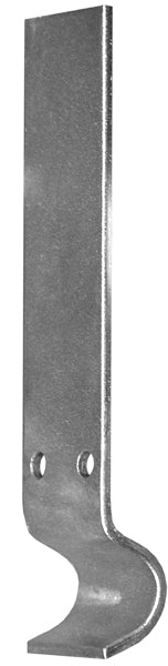 Metal bracket with two holes on a white background
