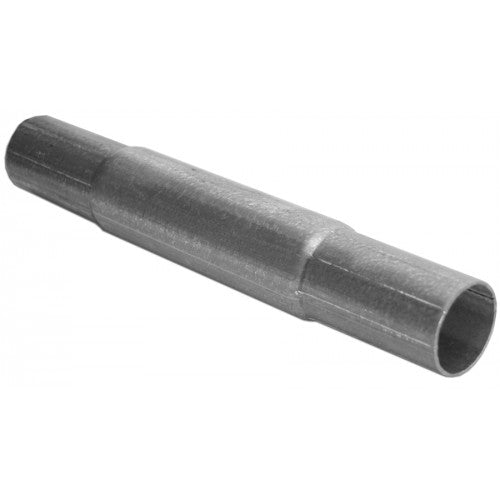 2-inch steel roll pipe swag connector with swaged ends for joining tarp roll pipe sections.