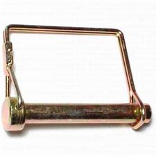 Wire lock pin with rectangular hinged handle made of bent metal rod, attached to a cylindrical locking barrel at one end, shown on a white background.