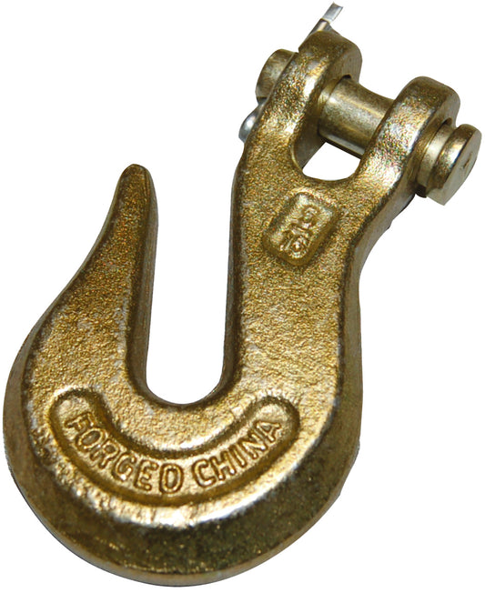 Zinc‑plated steel grab hook with clevis pin connection, shown isolated on a white background.