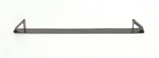 Flat black metal tarp arm bracket with angled end supports, shown isolated on a white background.